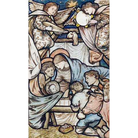 The Nativity Gold Ornate Wood Framed Art Print with Double Matting by Burneâ€“Jones, Edward