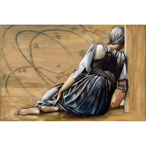 The Briar Rose Series-Study for The Garden Court Black Modern Wood Framed Art Print with Double Matting by Burneâ€“Jones, Edward