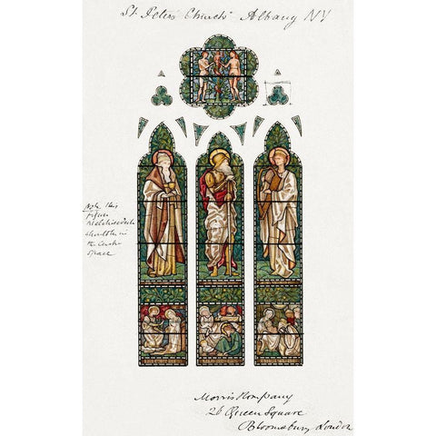 Design for Stained Glass Window-Saint Peters Episcopal Church-Albany-NY Gold Ornate Wood Framed Art Print with Double Matting by Burneâ€“Jones, Edward