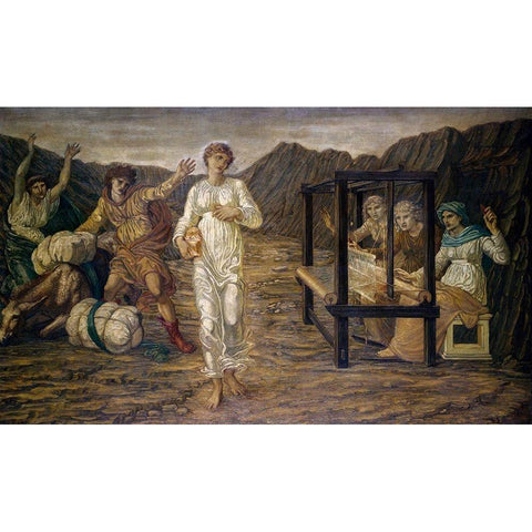 Psyche set by Venus the Task Gold Ornate Wood Framed Art Print with Double Matting by Burneâ€“Jones, Edward