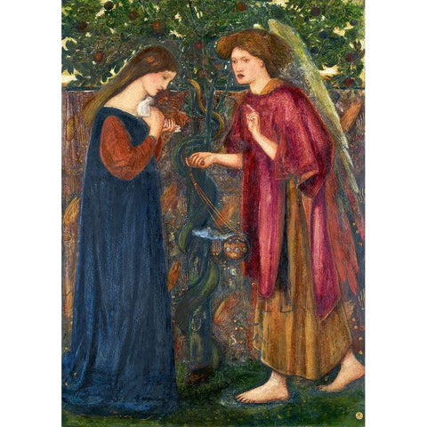 The Annunciation Gold Ornate Wood Framed Art Print with Double Matting by Burneâ€“Jones, Edward