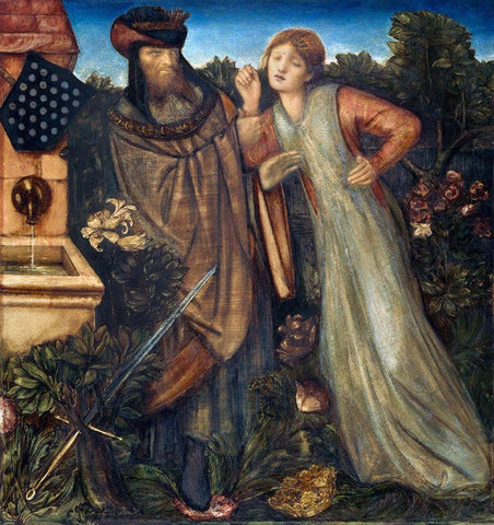 King Mark and La Belle Iseult Black Ornate Wood Framed Art Print with Double Matting by Burneâ€“Jones, Edward