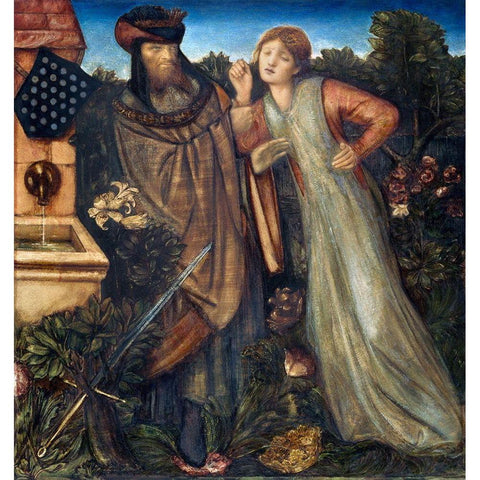 King Mark and La Belle Iseult White Modern Wood Framed Art Print by Burneâ€“Jones, Edward