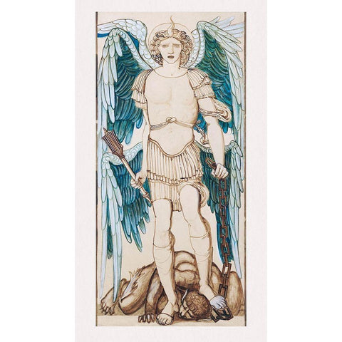 The Angels of the Hierarchy-Principates White Modern Wood Framed Art Print by Burneâ€“Jones, Edward