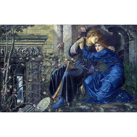 Love Among the Ruins Black Modern Wood Framed Art Print with Double Matting by Burneâ€“Jones, Edward