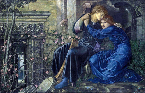 Love Among the Ruins White Modern Wood Framed Art Print with Double Matting by Burneâ€“Jones, Edward