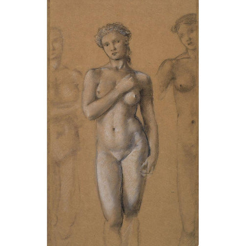 Female Nude Gold Ornate Wood Framed Art Print with Double Matting by Burneâ€“Jones, Edward