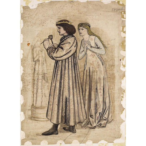 King Renes Honeymoon Sculpture Black Modern Wood Framed Art Print with Double Matting by Burneâ€“Jones, Edward