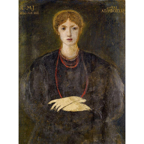 Portrait of Georgiana Burne-Jones White Modern Wood Framed Art Print by Burneâ€“Jones, Edward