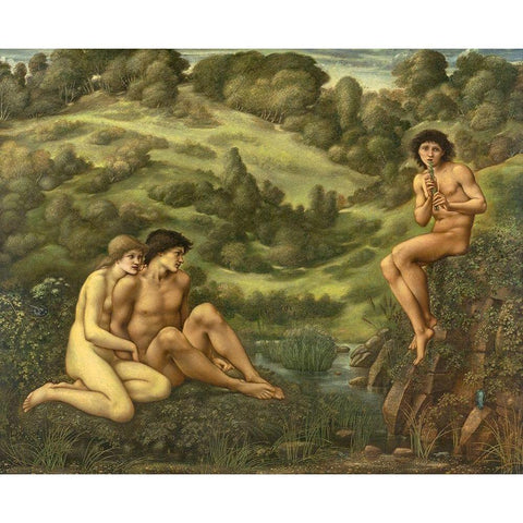 The Garden of Pan Black Modern Wood Framed Art Print with Double Matting by Burneâ€“Jones, Edward