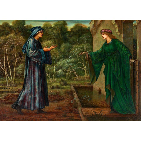 The Pilgrim at the Gate of Idleness Gold Ornate Wood Framed Art Print with Double Matting by Burneâ€“Jones, Edward