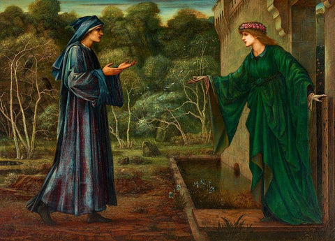 The Pilgrim at the Gate of Idleness White Modern Wood Framed Art Print with Double Matting by Burneâ€“Jones, Edward