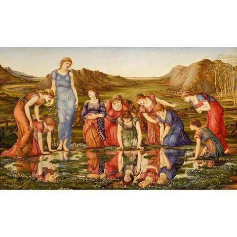 The Mirror of Venus Gold Ornate Wood Framed Art Print with Double Matting by Burneâ€“Jones, Edward