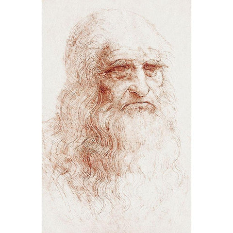 Self-portrait 1512 White Modern Wood Framed Art Print by da Vinci, Leonardo