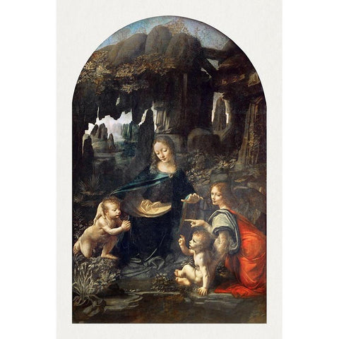 Virgin of the Rocks White Modern Wood Framed Art Print by da Vinci, Leonardo