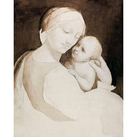 Madonna and Child-and Fragment of Womanâ€™s Torso Black Modern Wood Framed Art Print with Double Matting by da Vinci, Leonardo