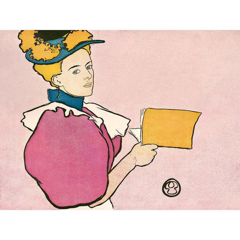 Woman holding book Black Modern Wood Framed Art Print with Double Matting by Penfield, Edward