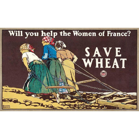 Will you help the women of France Black Modern Wood Framed Art Print by Penfield, Edward