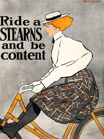 Ride a Stearns and be content White Modern Wood Framed Art Print with Double Matting by Penfield, Edward