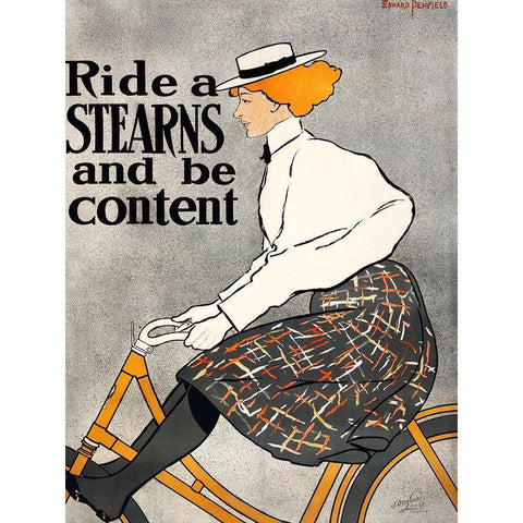 Ride a Stearns and be content Black Modern Wood Framed Art Print with Double Matting by Penfield, Edward