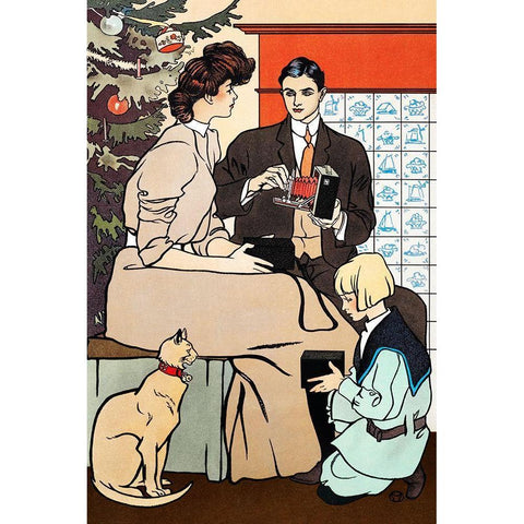 Vintage Christmas Poster White Modern Wood Framed Art Print by Penfield, Edward