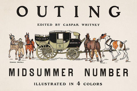 Outing Edited by Caspar Whitney White Modern Wood Framed Art Print with Double Matting by Penfield, Edward