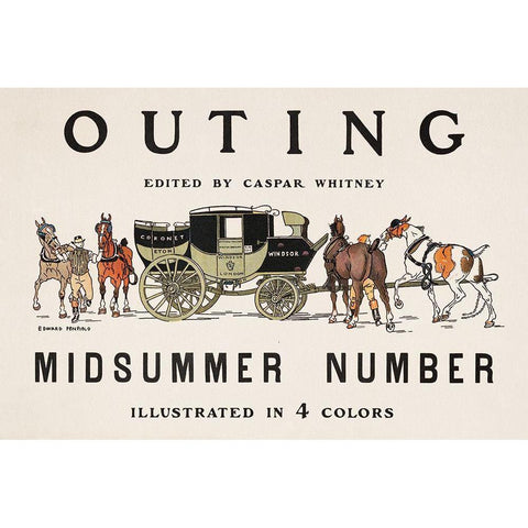 Outing Edited by Caspar Whitney Black Modern Wood Framed Art Print by Penfield, Edward