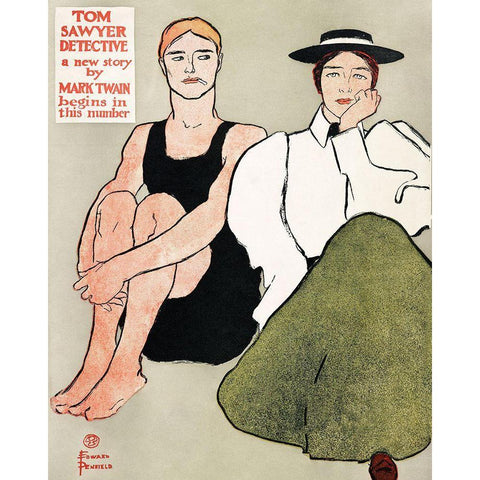 Two Seated women Black Modern Wood Framed Art Print with Double Matting by Penfield, Edward