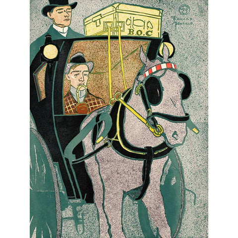 Man in Carriage  Black Modern Wood Framed Art Print by Penfield, Edward