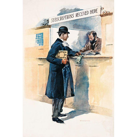 Man Getting Medicines Gold Ornate Wood Framed Art Print with Double Matting by Penfield, Edward