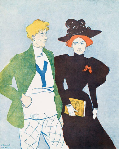 Harpers November 1894 White Modern Wood Framed Art Print with Double Matting by Penfield, Edward