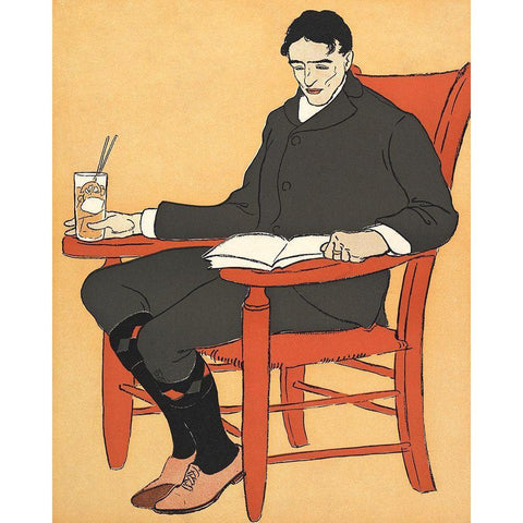 Man Sitting in a Chair White Modern Wood Framed Art Print by Penfield, Edward