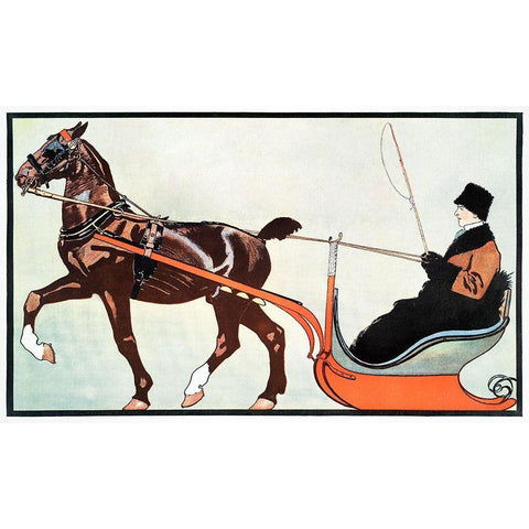 Man in Carriage Gold Ornate Wood Framed Art Print with Double Matting by Penfield, Edward