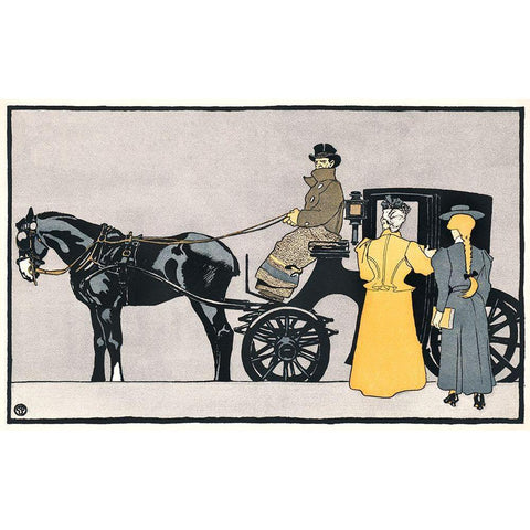 Horse Carriage White Modern Wood Framed Art Print by Penfield, Edward