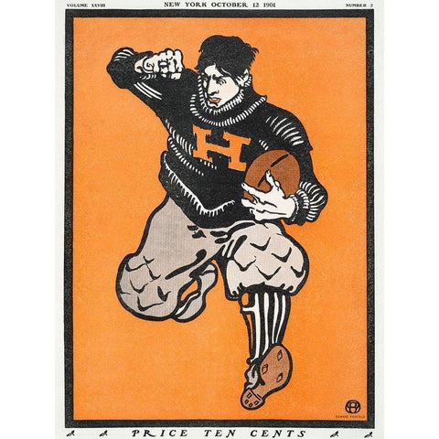 American Football Player White Modern Wood Framed Art Print by Penfield, Edward