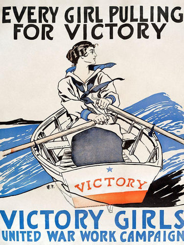 Every Girl Pulling for Victory White Modern Wood Framed Art Print with Double Matting by Penfield, Edward