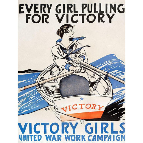Every Girl Pulling for Victory Black Modern Wood Framed Art Print with Double Matting by Penfield, Edward