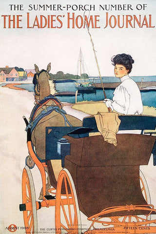 The Summer Porch Number of The Ladies Home JournalÂ  White Modern Wood Framed Art Print with Double Matting by Penfield, Edward