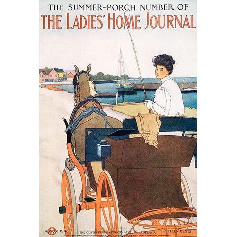 The Summer Porch Number of The Ladies Home JournalÂ  Black Modern Wood Framed Art Print with Double Matting by Penfield, Edward