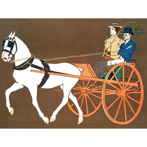 Woman in Carriage Black Modern Wood Framed Art Print with Double Matting by Penfield, Edward