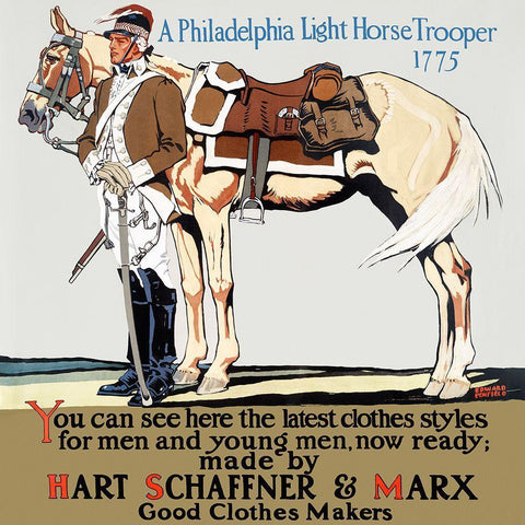 A Philadelphia Light Horse Trooper 1775 Black Ornate Wood Framed Art Print with Double Matting by Penfield, Edward