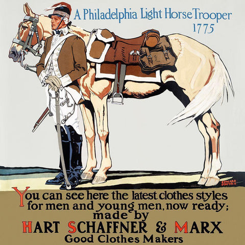 A Philadelphia Light Horse Trooper 1775 White Modern Wood Framed Art Print by Penfield, Edward