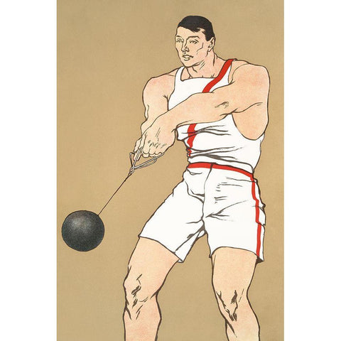 Hammer Throw 1908 White Modern Wood Framed Art Print by Penfield, Edward