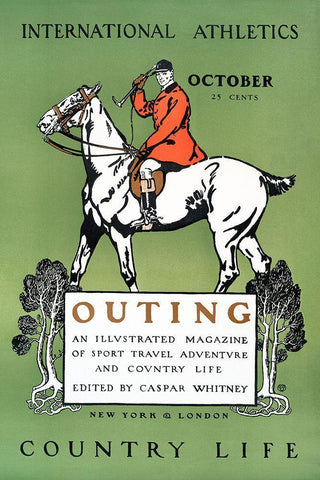 Outing Magazine Cover White Modern Wood Framed Art Print with Double Matting by Penfield, Edward