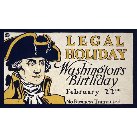 Legal Holiday-Washingtons Birthday Gold Ornate Wood Framed Art Print with Double Matting by Penfield, Edward