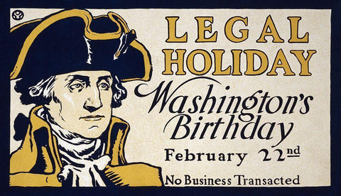 Legal Holiday-Washingtons Birthday White Modern Wood Framed Art Print with Double Matting by Penfield, Edward
