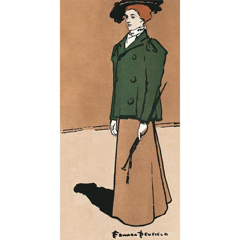 Female Equestrian Holding a Whip Black Modern Wood Framed Art Print by Penfield, Edward