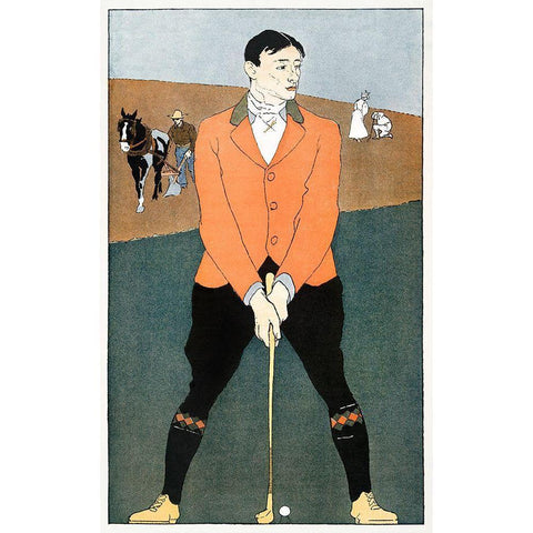 Golf Player 1898 Black Modern Wood Framed Art Print with Double Matting by Penfield, Edward