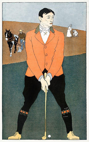 Golf Player 1898 Black Ornate Wood Framed Art Print with Double Matting by Penfield, Edward