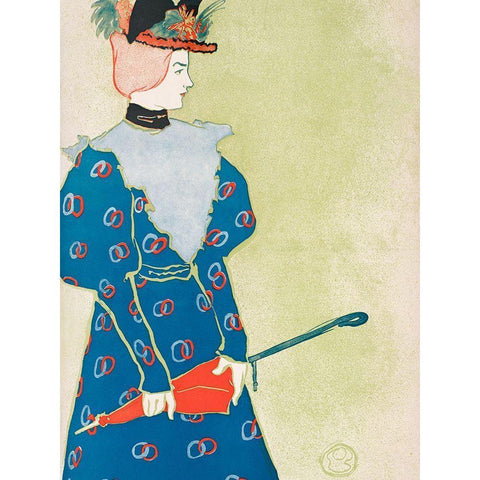 Woman Holding Closed Umbrella 1896 White Modern Wood Framed Art Print by Penfield, Edward